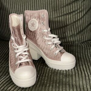 Chuck Taylor 70- Shimmering Beige Tulle/White Color Platform Boots